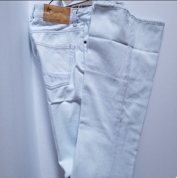 Golden Goose High Rise Boot Cut Jeans Light Wash Bleached Blue Size 28 - Picture 3 of 10
